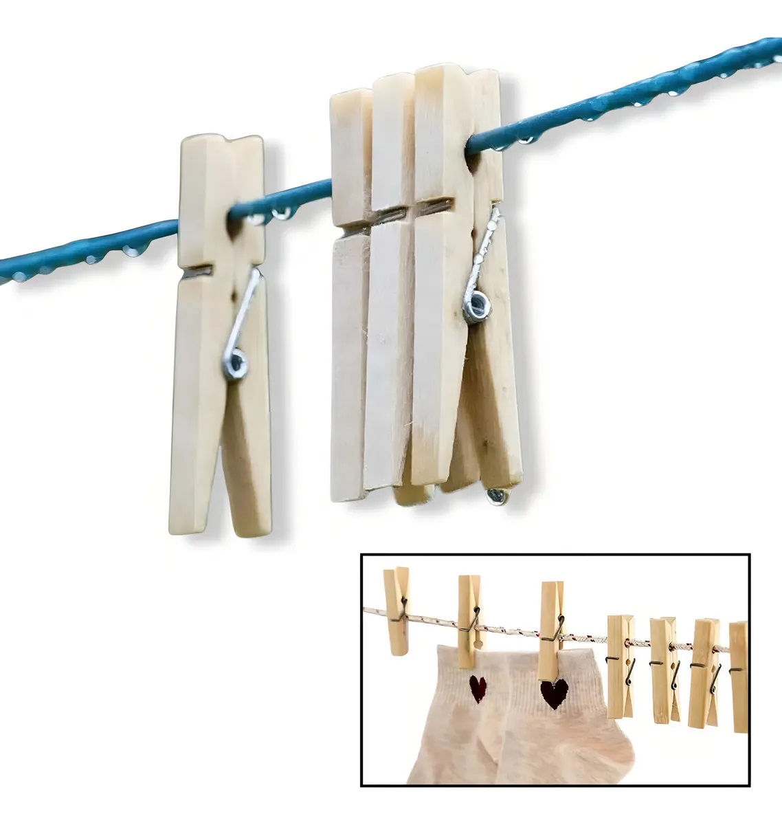 Ganchos Pinzas En Madera De Bambu